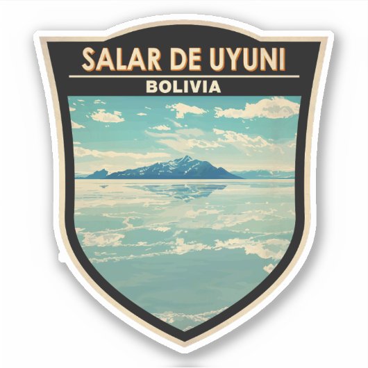 Salar de Uyuni Bolivia Reizen Kunst Badge Sticker (Voorkant)