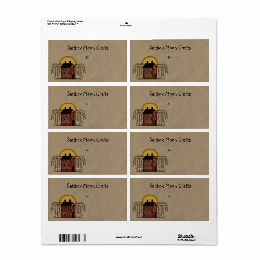 Salbox Moon Rustiek Verzendlabel (Full Sheet)