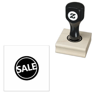 SALE Cirkel Logo Gedrukt Houten Handvat Jet Black Rubberstempel