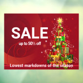 SALE kerstfeestdag thema in rode aangepaste tekst Raamsticker (Vel 3)