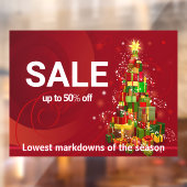 SALE kerstfeestdag thema in rode aangepaste tekst Raamsticker (Vel 2)