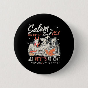 Salem Book Club Witchy Witch Spooky Seizoen Ronde Button 5,7 Cm