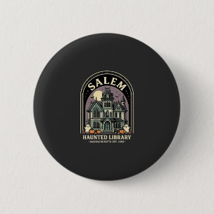 Salem Haunted Library Halloween-ontwerp_1 Ronde Button 5,7 Cm