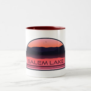 Salem Lake North Carolina Rode Zonsopgang Tweekleurige Koffiemok