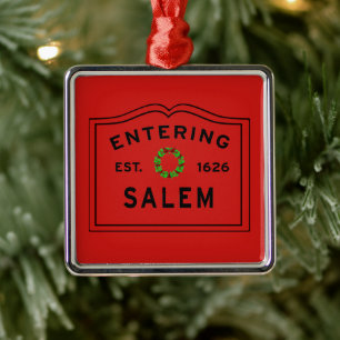 Salem, MA Holidau Metalen Ornament