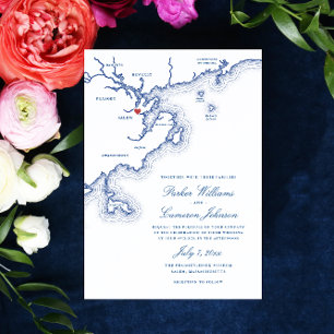 Salem MA North Shore Kaart Elegant Navy Wedding