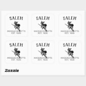 Salem Massachusetts halloween heks op bruin en kat Vierkante Sticker (Vel)