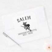 Salem Massachusetts halloween heks op bruin en kat Vierkante Sticker (Envelop)