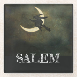 Salem Massachusetts heks over Moon Halloween Glazen Onderzetter