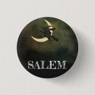 Salem Massachusetts heks over Moon Halloween Ronde Button 3,2 Cm