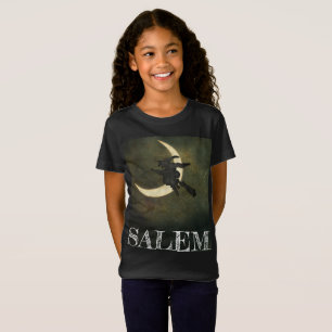 Salem Massachusetts Witch vliegt op t-shirt van be