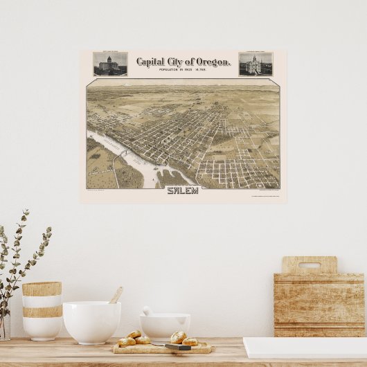 Salem, OR Panoramic Map - 1905 Poster (Keuken)