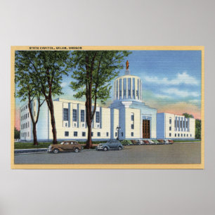 Salem, Oregon - Uitzicht voor het staatskapitolgeb Poster