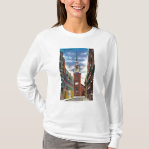 Salem Street Uitzicht van de oude Noordelijke Kerk T-shirt