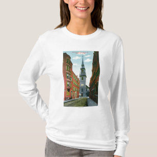 Salem Street Uitzicht van Old North Church Bldg #  T-shirt