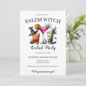 Salem Witch Enge Cocktail Party Halloween Kaart (Staand voorkant)