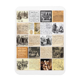 Salem Witch Trials schrijft documenten collage art Magneet