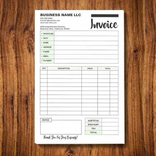 Sales Invoice Receipts, Small Business Payment Pad Post-it® Notes