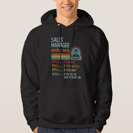 Sales Manager Hourly Rate T-Shirt Retro Job Title (Voorkant)