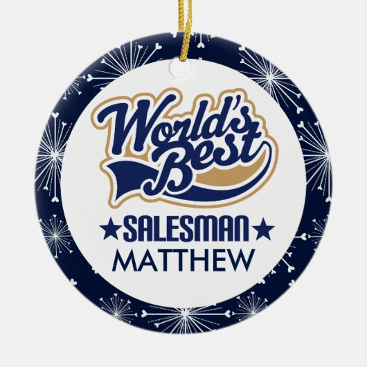 Salesman persoonlijke kerstversiering keramisch ornament (Voorkant)