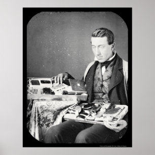 Salesman toont zijn vrijetijdsbesteding 1852 poster