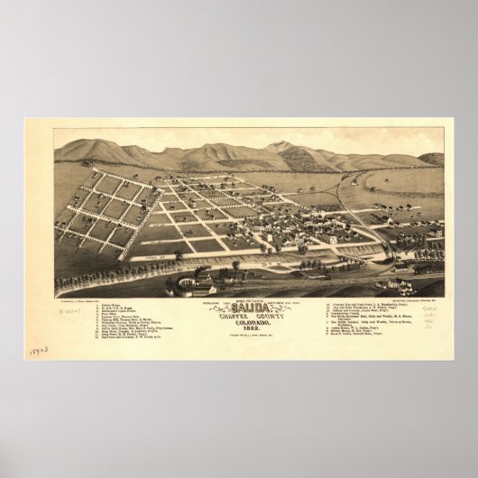 Salida Colorado 1882 Panoramic Map Poster (Voorkant)