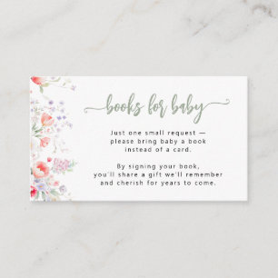 Salie bloemige Boeken voor babyshower boekverzoek Informatiekaartje