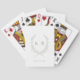 Salie botanisch en lintsteunmonogram pokerkaarten