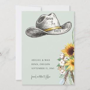 Salie Cowboyhoed Zonnebloem Huwelijk Bewaar de Dat Save The Date