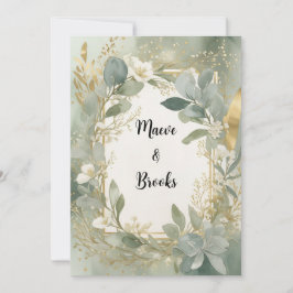 Salie en Goud Aquarel Uitnodiging
