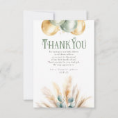 Salie en Goud Baby shower Klein Dank u Bedankkaart (Voorkant)