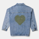 Salie en Goud Formeel Eenvoudig Monogram hart Denim Jacket (Achterkant)