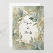 Salie en gouden aquarel uitnodiging (Voorkant / Achterkant)