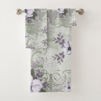 Salie en Lavendel Bloemen Badkamer Handdoek Set