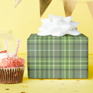 Salie en olijfgroene ruit cadeaupapier