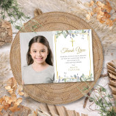 Salie- en Seringe Bloemen Eerste Heilige Communie Bedankkaart