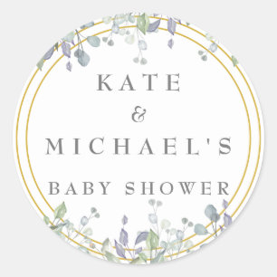 Salie- en Seringweide koppels baby shower Ronde Sticker