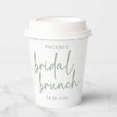 Salie en Wit Minimalistisch Script Bruids Brunch Papieren Bekers (Voorkant)