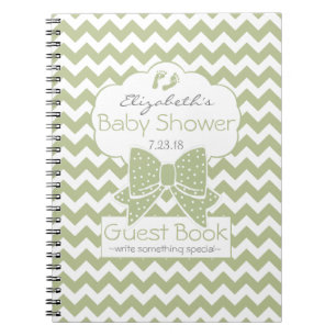 Salie en witte chevron baby shower gast boek notitieboek