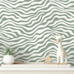 Salie en witte zebra streep behang