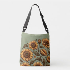 Salie en zonnebloemen crossbody tas