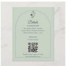Salie Eucalyptus Boog QR Huwelijksdetailskaart