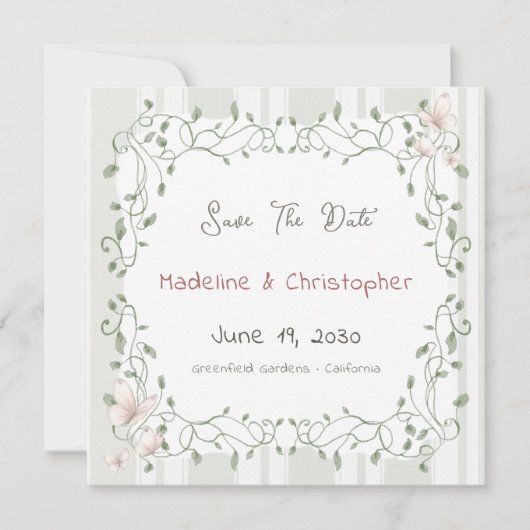 Salie Eucalyptus Trouwkaart Save the Date (Voorkant)
