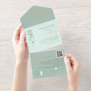 Salie Eucalyptus We doen Folie voor het huwelijk All In One Uitnodiging
