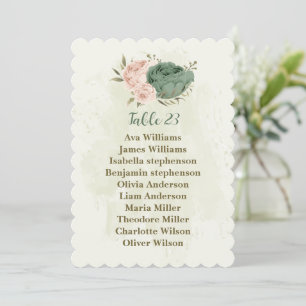Salie Green Blush Bloemen Zitplaatskaart Kaart