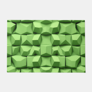 Salie Groen 3D Geometrisch Kubuspatroon Deurmat