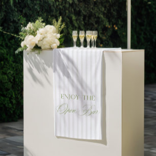 Salie Groen & Beige Streep Trouwfeest Open Bar Spa Spandoek