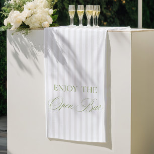 Salie Groen & Beige Streep Trouwfeest Open Bar Spa Spandoek