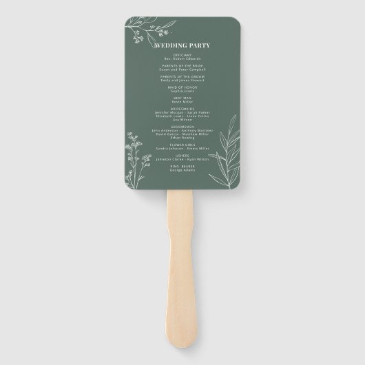 Salie groen bloem ceremonie programma handventilat handwaaier (Achterkant)