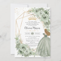Salie Groen Bloemen Blond Prinses Quinceañera Goud